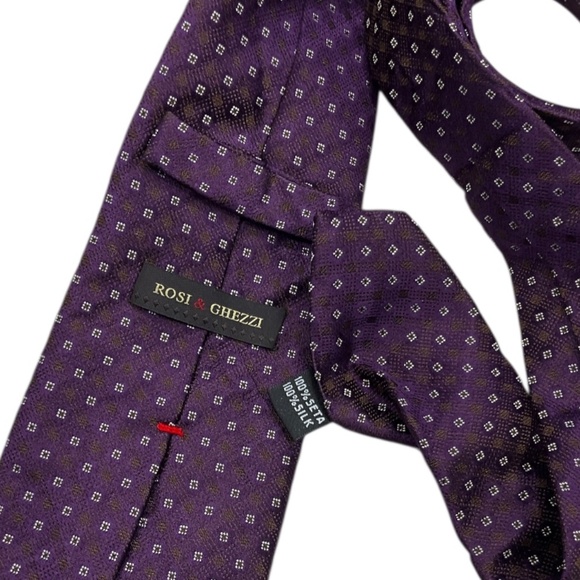 ROSI & GHEZZI Purple/White Geometric Silk LUXURY Tie ITALY - Picture 4 of 5